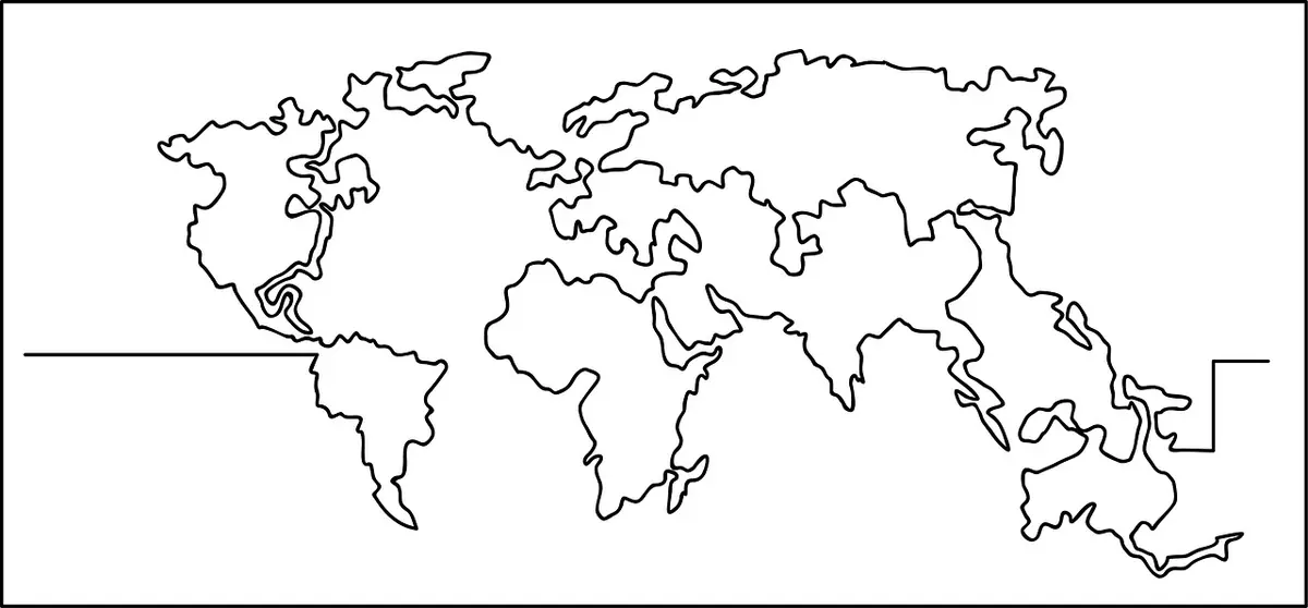 Wold map, single line, drawing — illustrating The Complete Favicon Guide for 2026